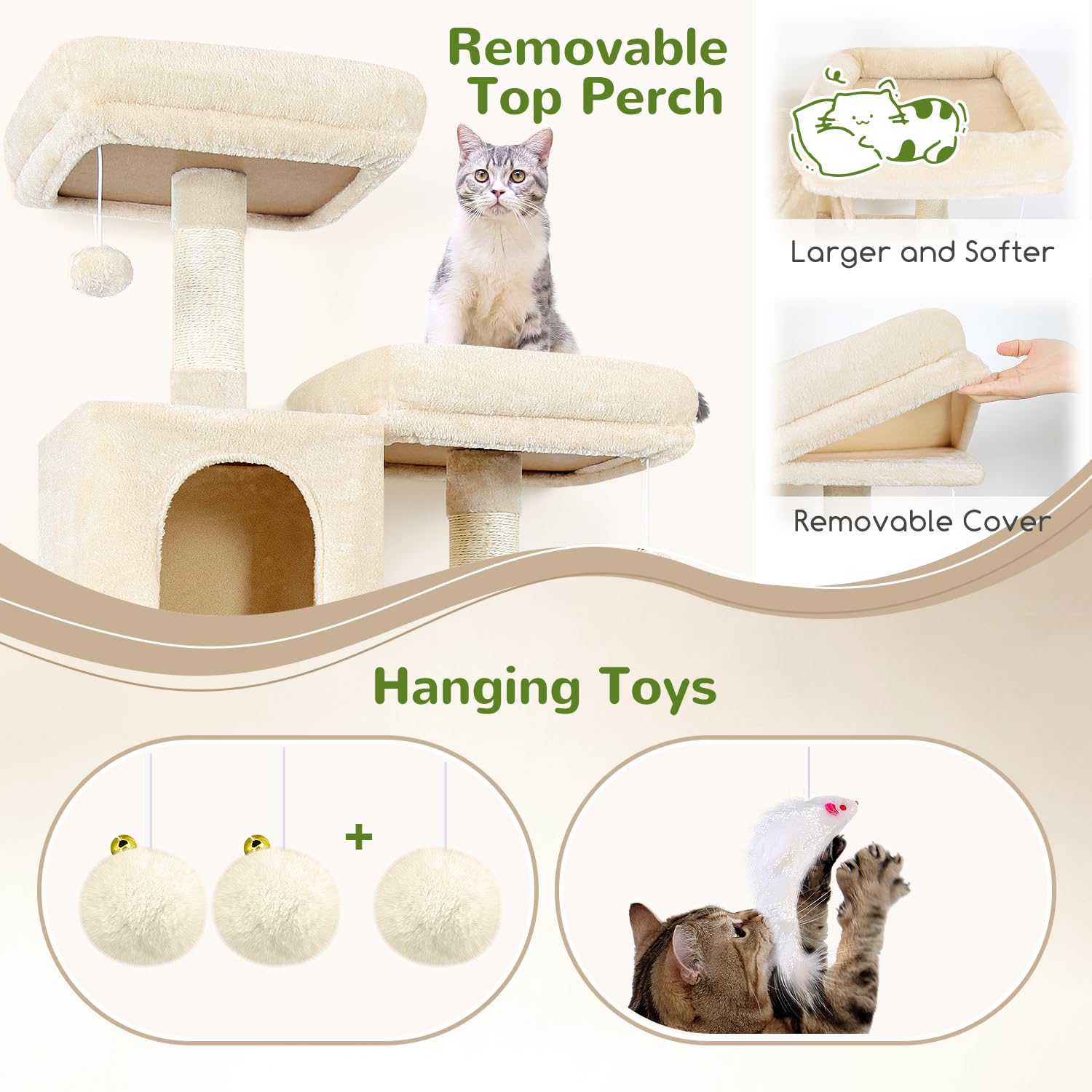 Globlazer Cat Tree Tower 76-Inch – Extra Tall Multi-Level Cat Furniture