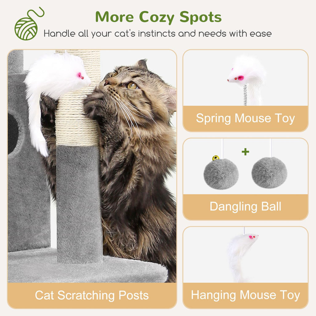 Globlazer 50-Inch Cat Tree Tower for Indoor Cats | Double Condos, Top Perch, Space-Saving