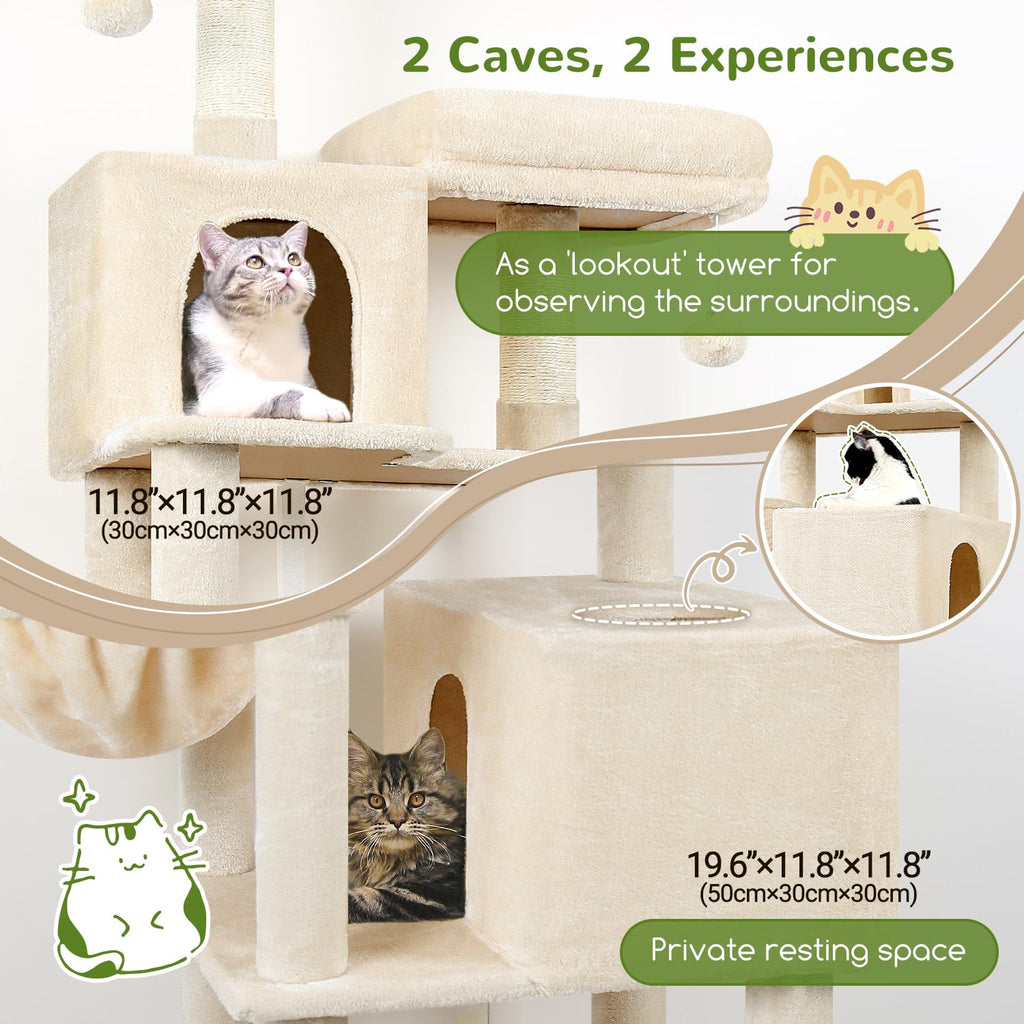 Globlazer Cat Tree Tower 76-Inch – Extra Tall Multi-Level Cat Furniture