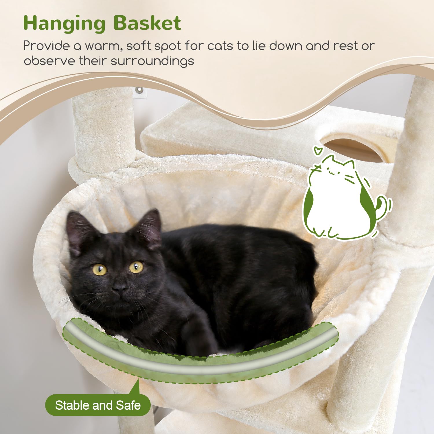 Globlazer Cat Tree Tower 76-Inch – Extra Tall Multi-Level Cat Furniture