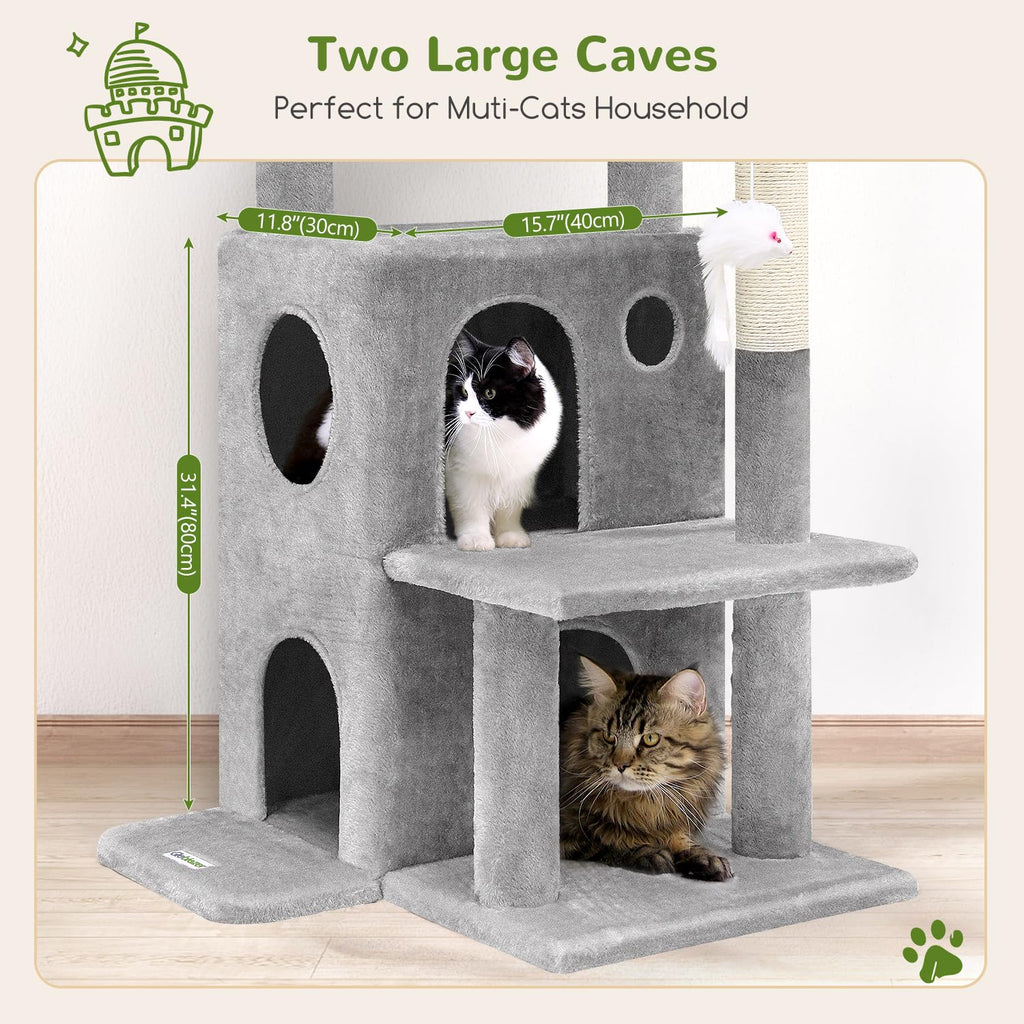 Globlazer 50-Inch Cat Tree Tower for Indoor Cats | Double Condos, Top Perch, Space-Saving
