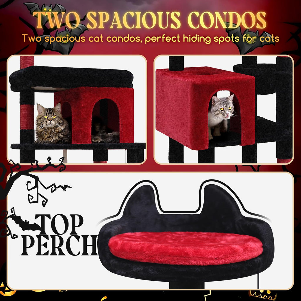 Globlazer Heavy Duty Gothic Cat Tree 72in — Castle Tower with Coffin Bed for Large Cats