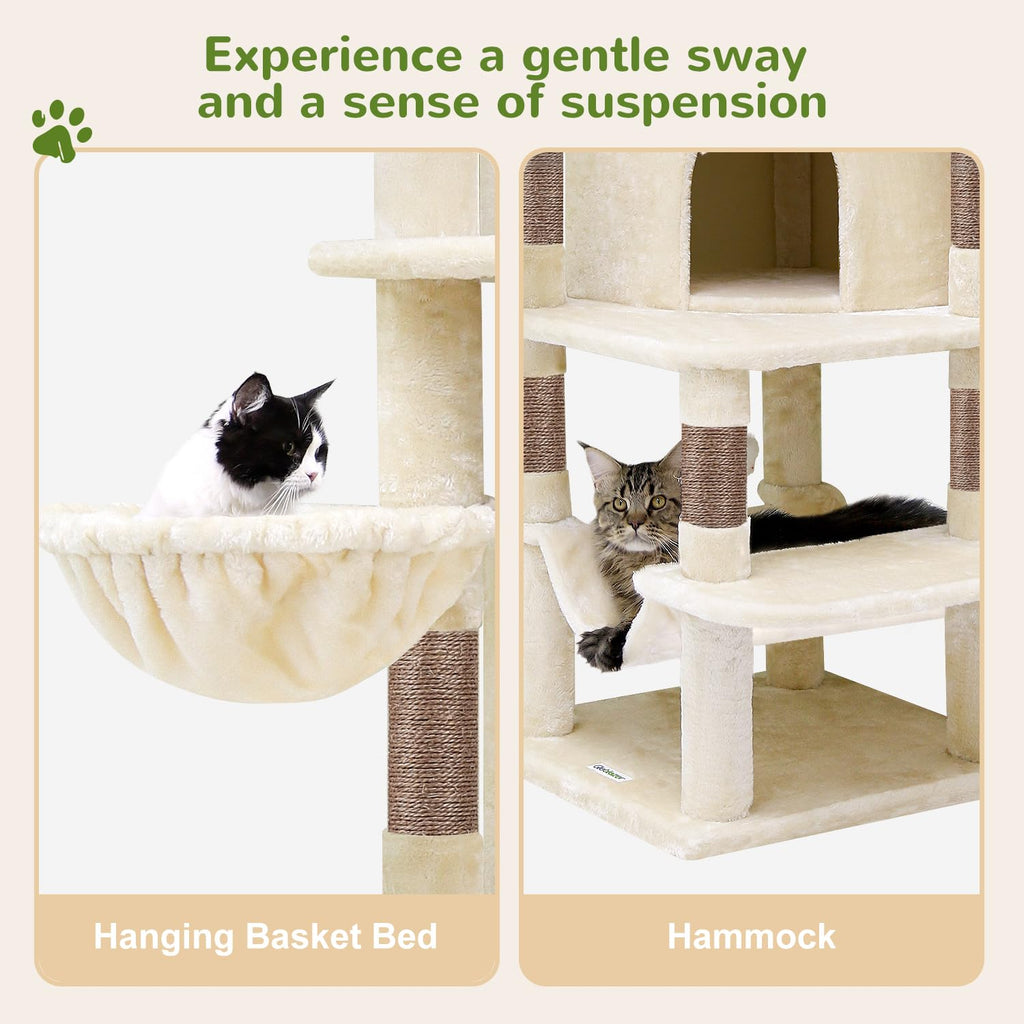 Globlazer Corner Cat Tree for Large Cats – 66in Tall, Beige