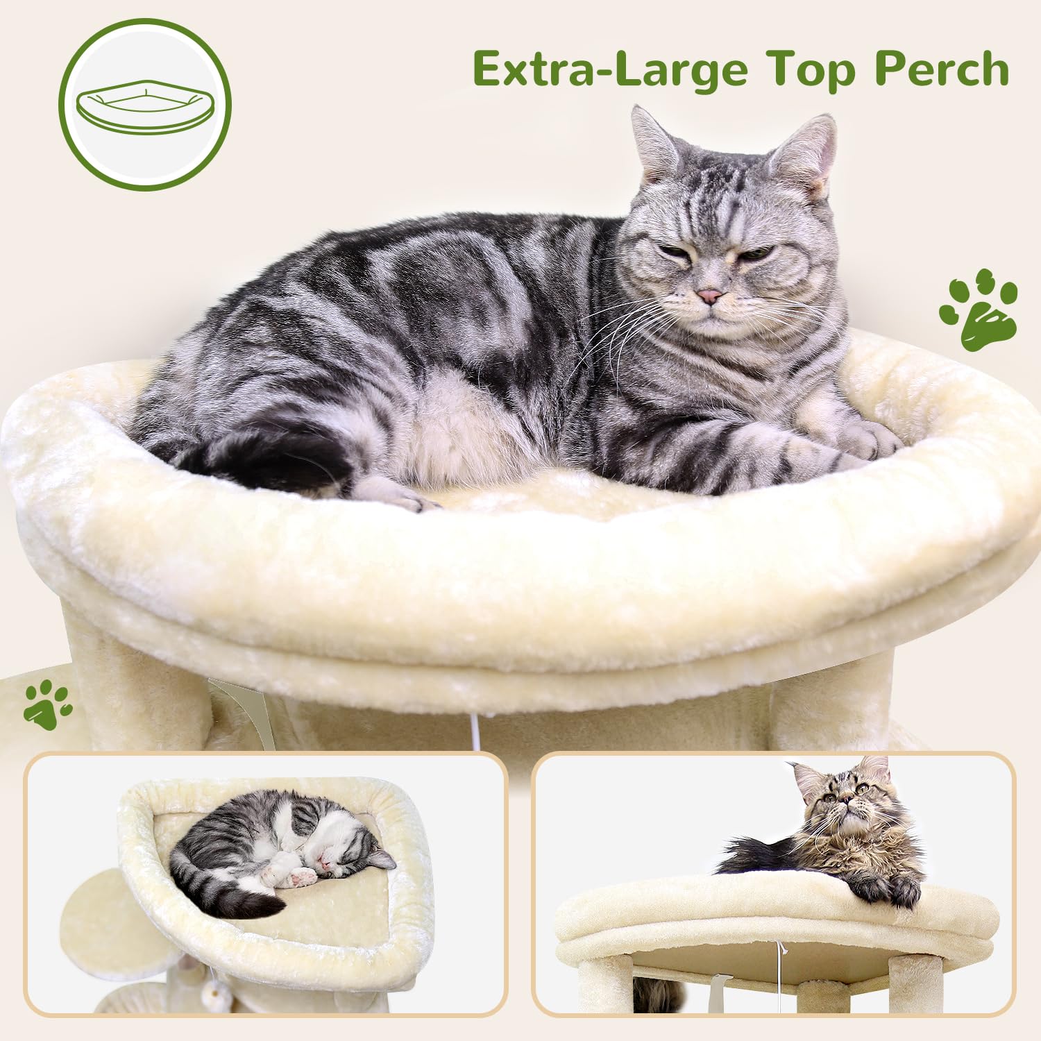 Globlazer Corner Cat Tree for Large Cats – 66in Tall, Beige