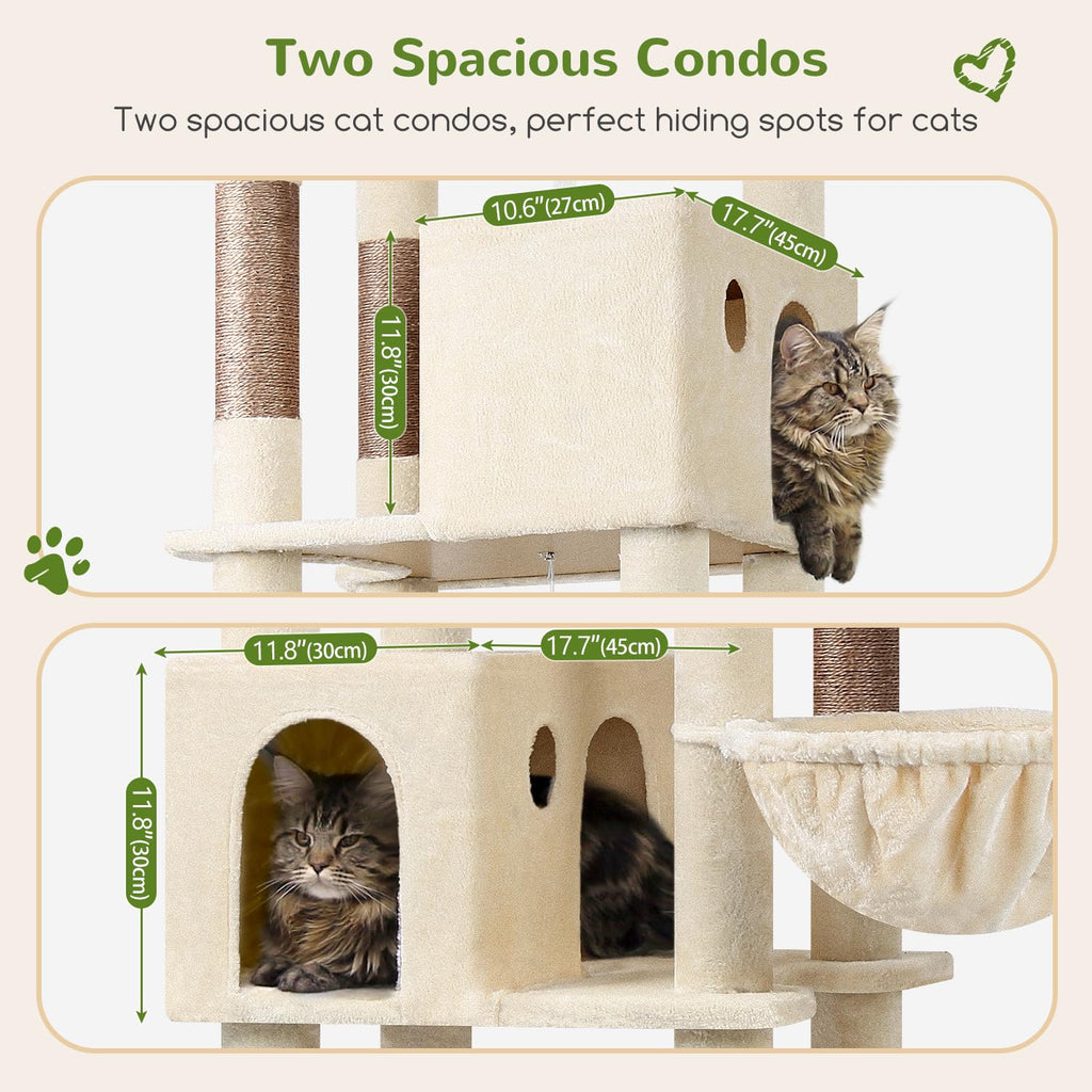 Globlazer Giant Cat Tree 83-Inch Tower for Large Indoor Cats – F83 Beige
