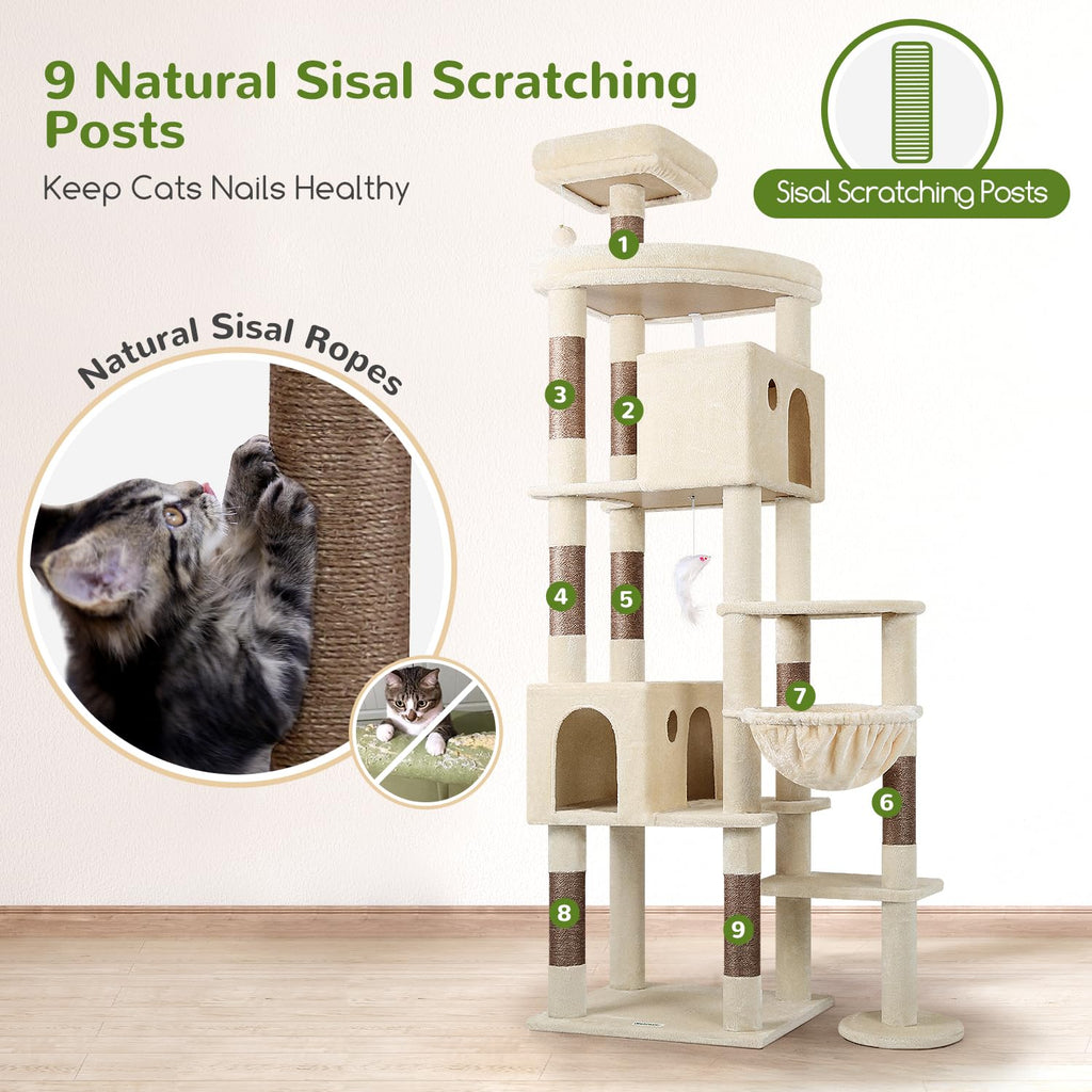 Globlazer Giant Cat Tree 83-Inch Tower for Large Indoor Cats – F83 Beige