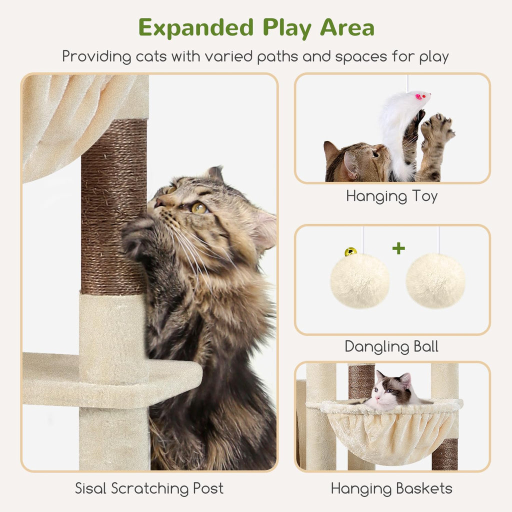 Globlazer Giant Cat Tree 83-Inch Tower for Large Indoor Cats – F83 Beige