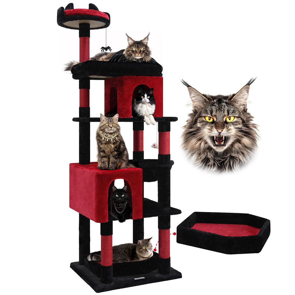 Globlazer Heavy Duty Gothic Cat Tree 72in — Castle Tower with Coffin Bed for Large Cats