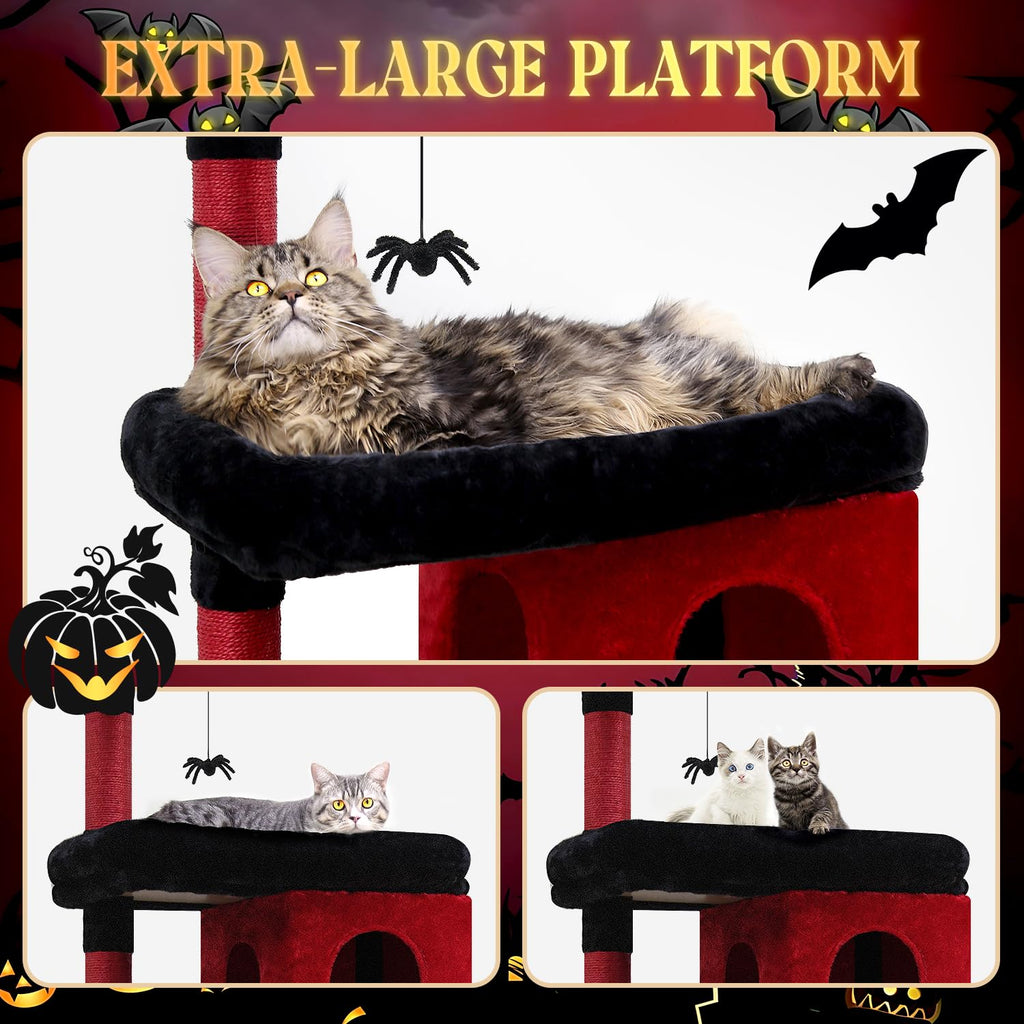 Globlazer Heavy Duty Gothic Cat Tree 72in — Castle Tower with Coffin Bed for Large Cats