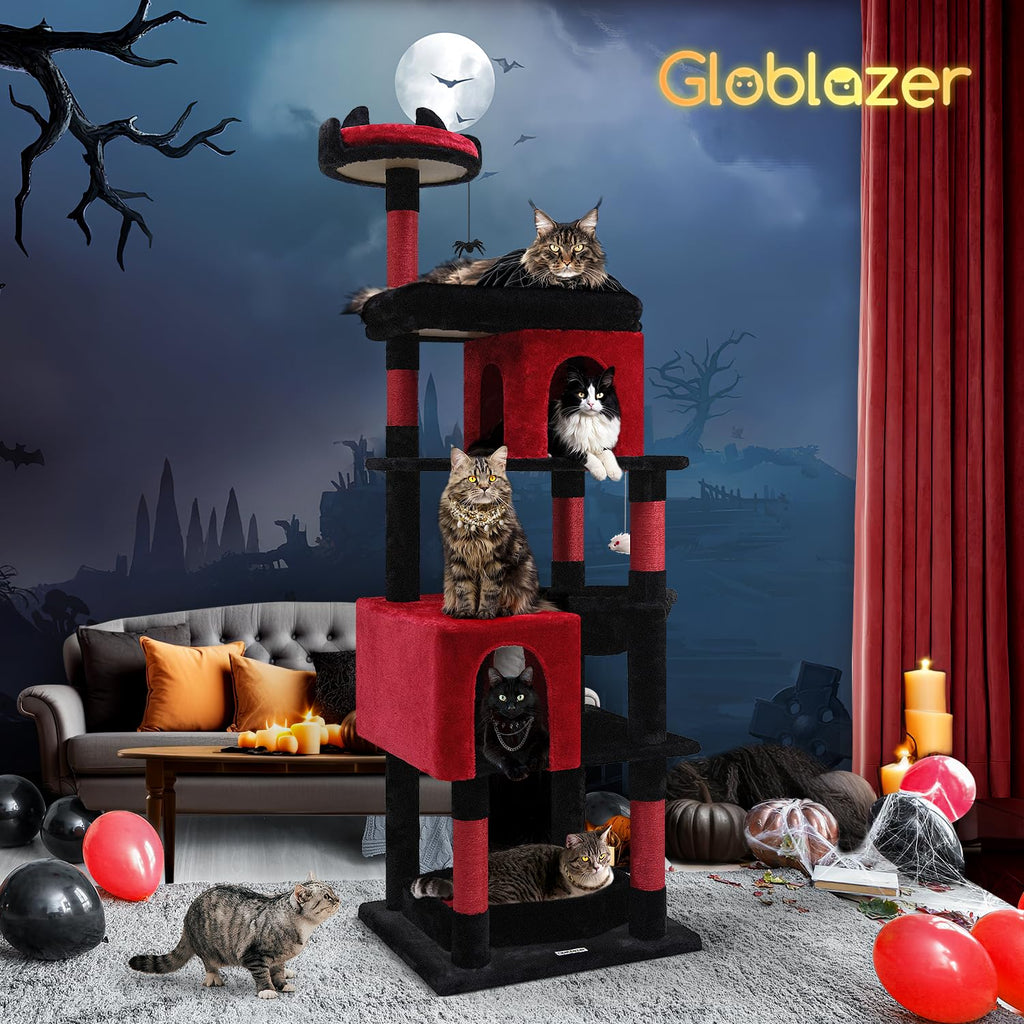 Globlazer Heavy Duty Gothic Cat Tree 72in — Castle Tower with Coffin Bed for Large Cats