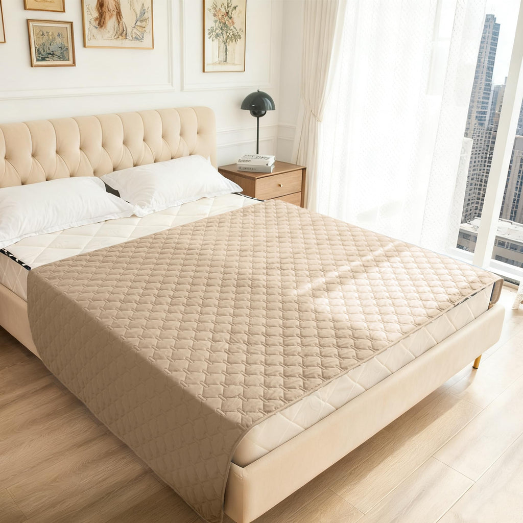 gogobunny 100% Double-Sided Waterproof Dog Bed Cover — Reversible, 82x102 in, Dark Beige/Light Beige