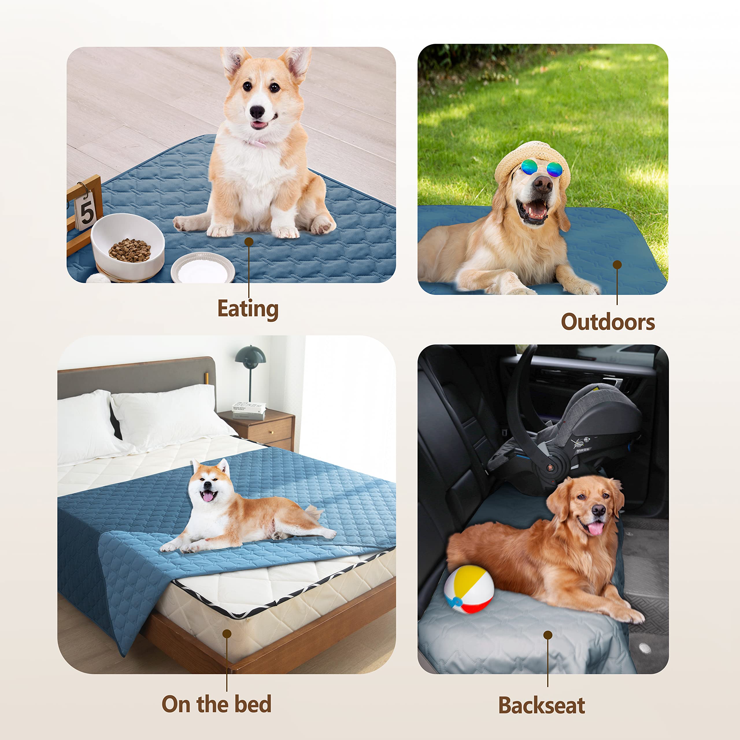 gogobunny 100% Double-Sided Waterproof Dog Bed Cover & Sofa Protector, 82x120 in — Reversible Dark Blue/Light Blue