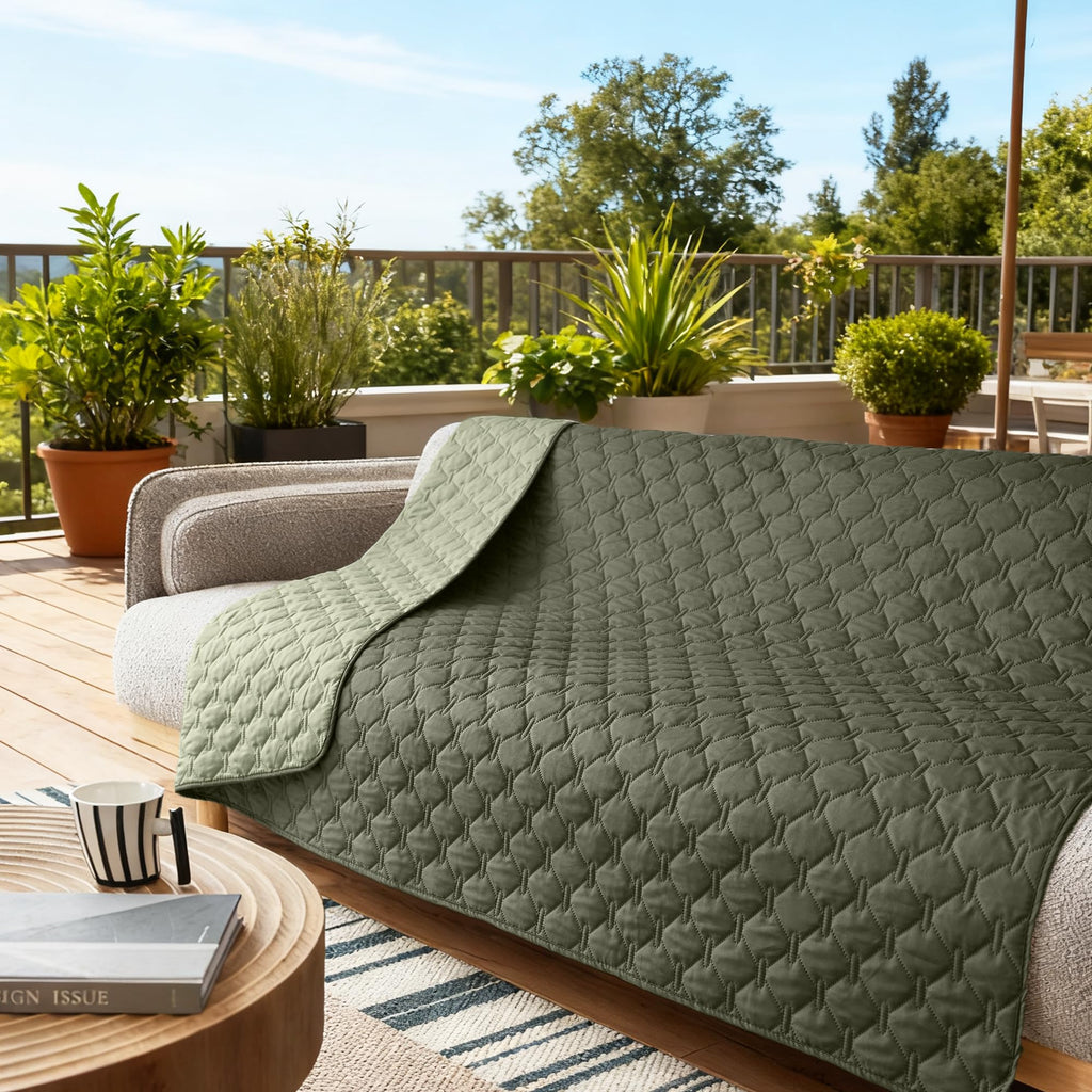gogobunny 100% Double-Sided Waterproof Dog Blanket • 82x120 in • Reversible Bed Cover (Dark Olive/Light Olive) — Pack of 1