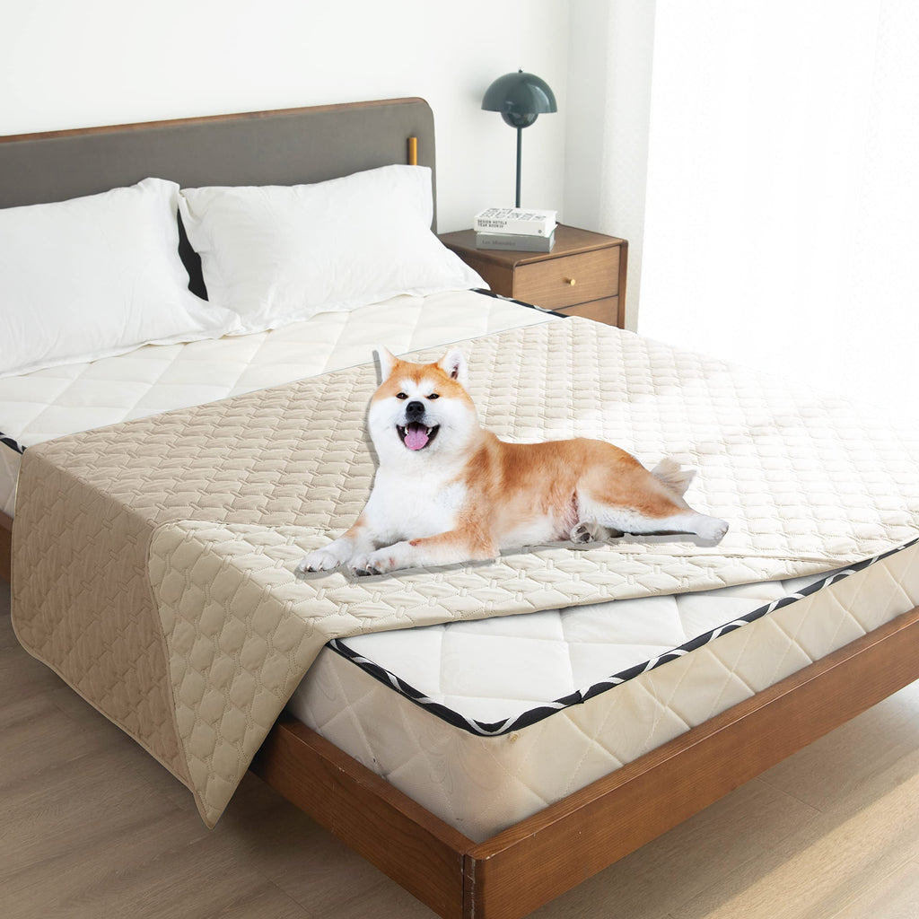 gogobunny 100% Double-Sided Waterproof Dog Bed Cover — Reversible, 82x102 in, Dark Beige/Light Beige