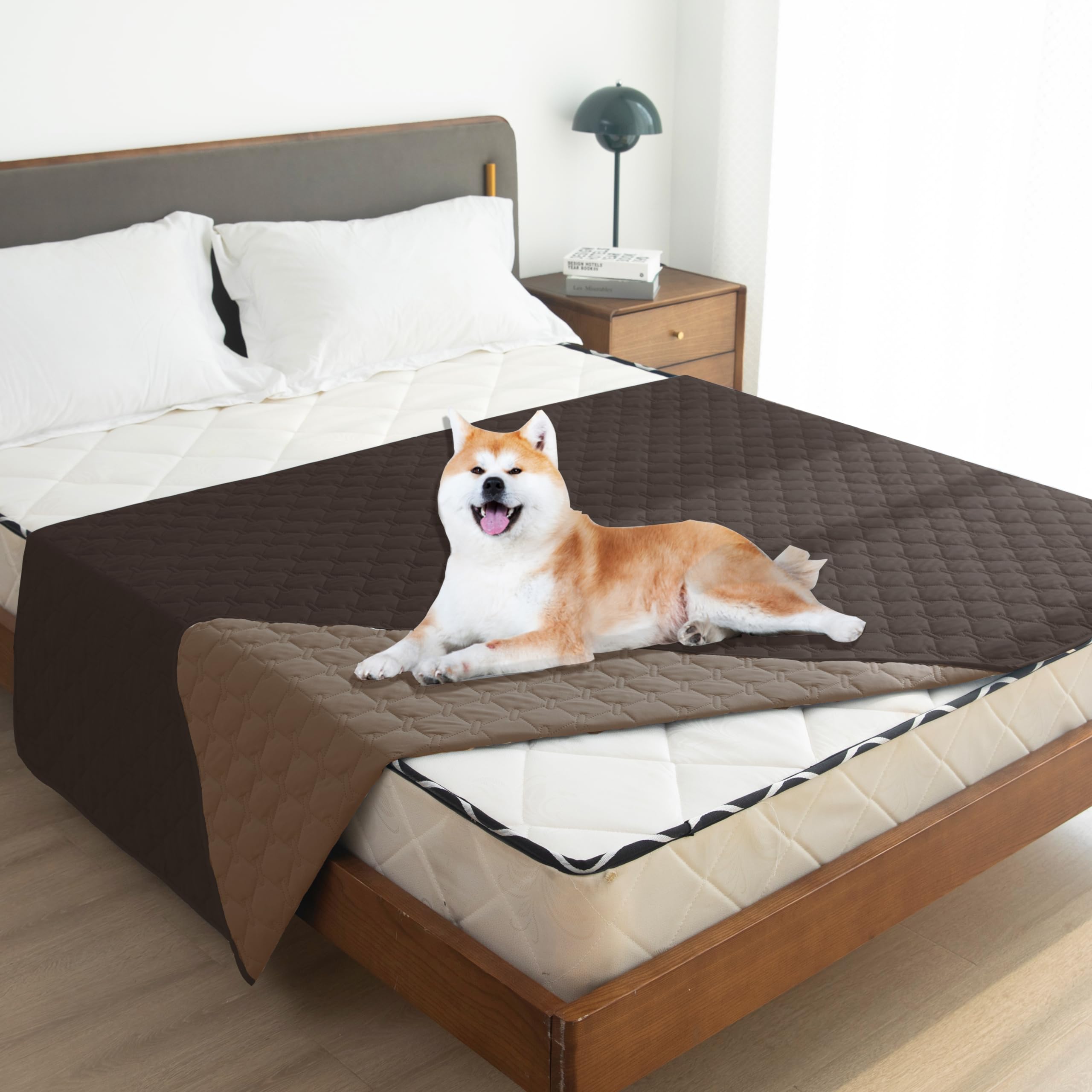Gogobunny 100% Double-Sided Waterproof Dog Blanket 82x120 in — Reversible Furniture Protector (Dark Coffee/Light Coffee)