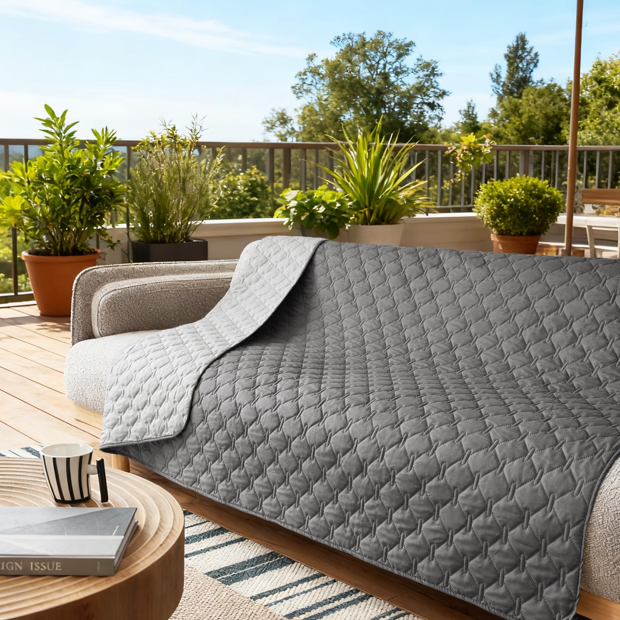 gogobunny 100% Double-Sided Waterproof Dog Bed Cover & Furniture Protector - Reversible Plaid (82x120 in)
