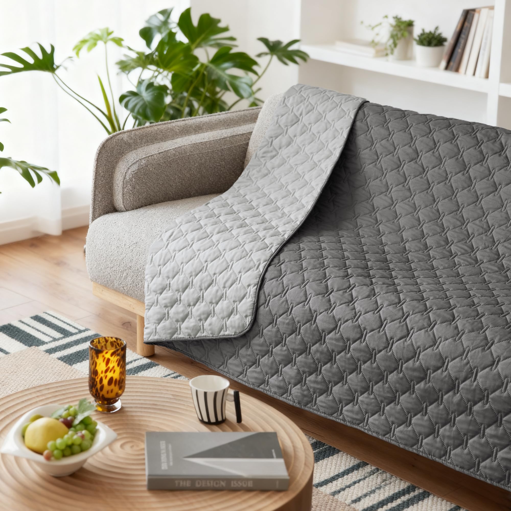 gogobunny 100% Double-Sided Waterproof Dog Bed Cover & Furniture Protector - Reversible Plaid (82x120 in)