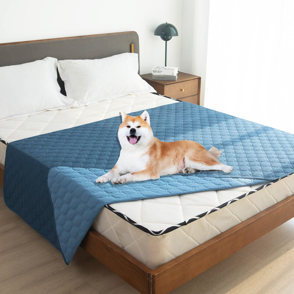 gogobunny 100% Double-Sided Waterproof Dog Bed Cover & Sofa Protector, 82x120 in — Reversible Dark Blue/Light Blue