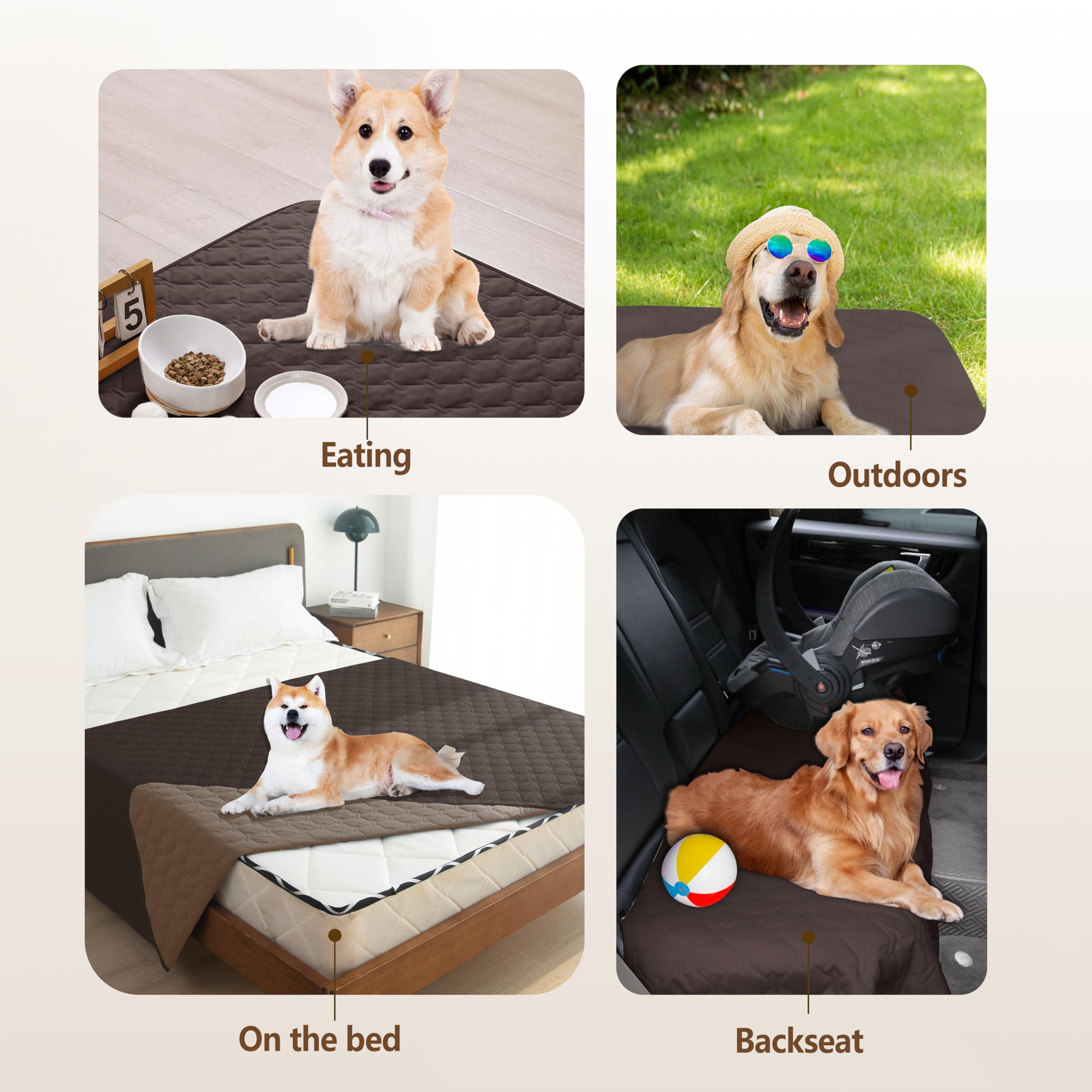 Gogobunny 100% Double-Sided Waterproof Dog Blanket 82x120 in — Reversible Furniture Protector (Dark Coffee/Light Coffee)