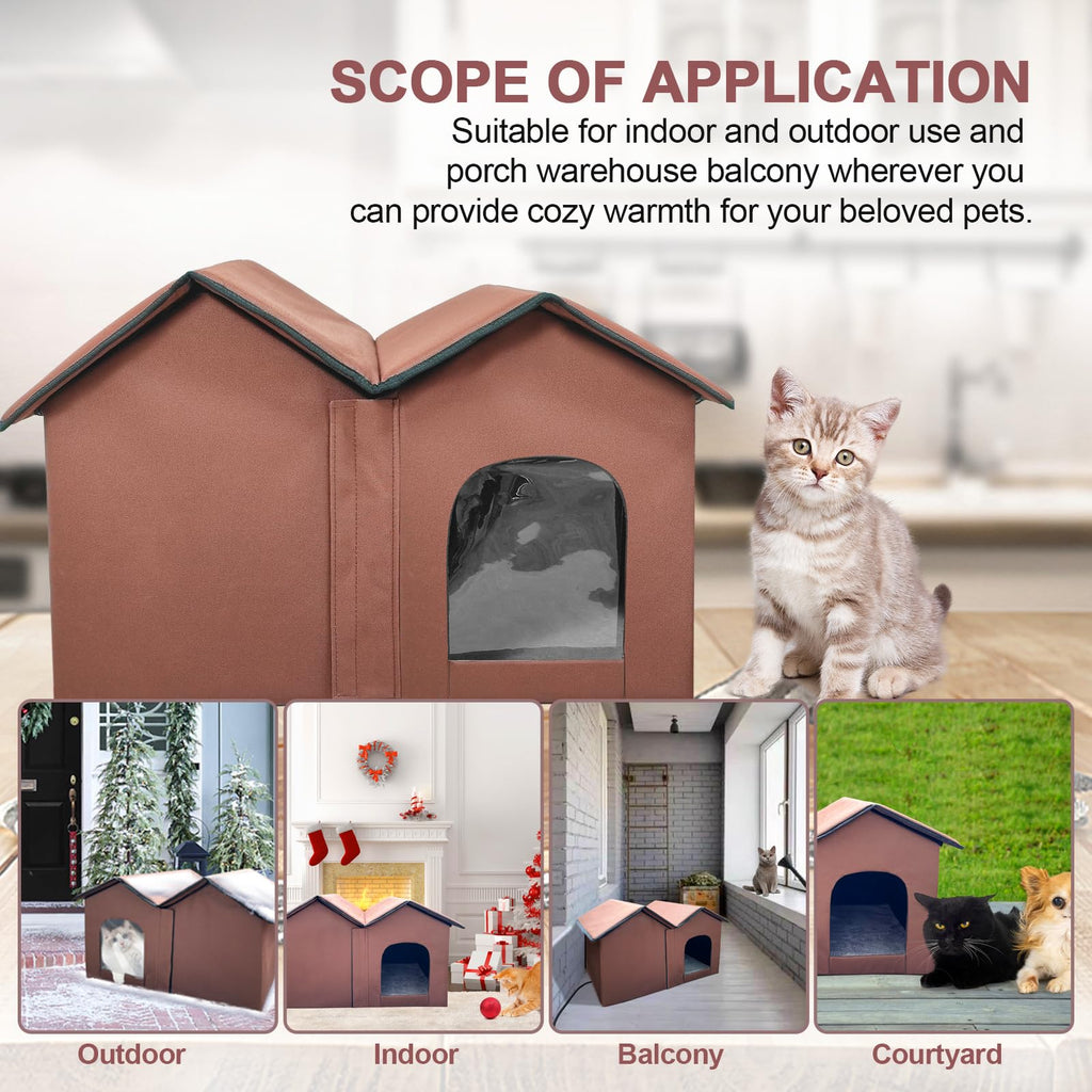 GOLOPET Indoor Heated Cat House – Adjustable Temperature, Timer & Waterproof Cord