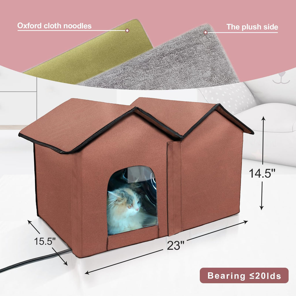 GOLOPET Indoor Heated Cat House – Adjustable Temperature, Timer & Waterproof Cord