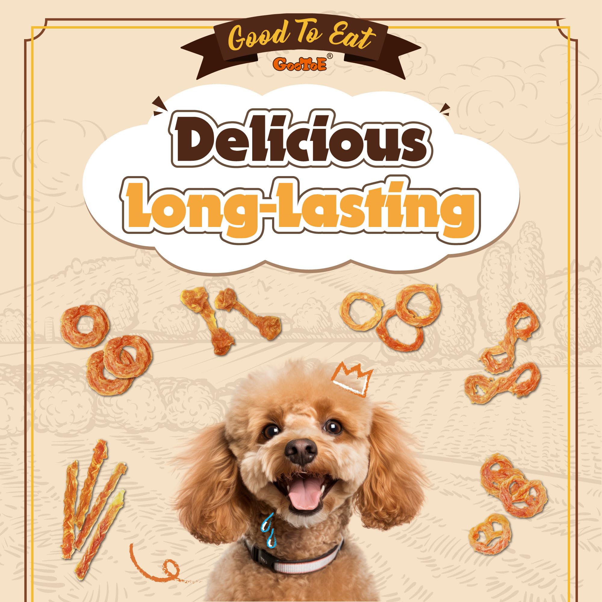 Gootoe Turkey Tendons for Dogs – All-Natural, Hypoallergenic Long-Lasting Chews (Medium Rope, 16 oz)
