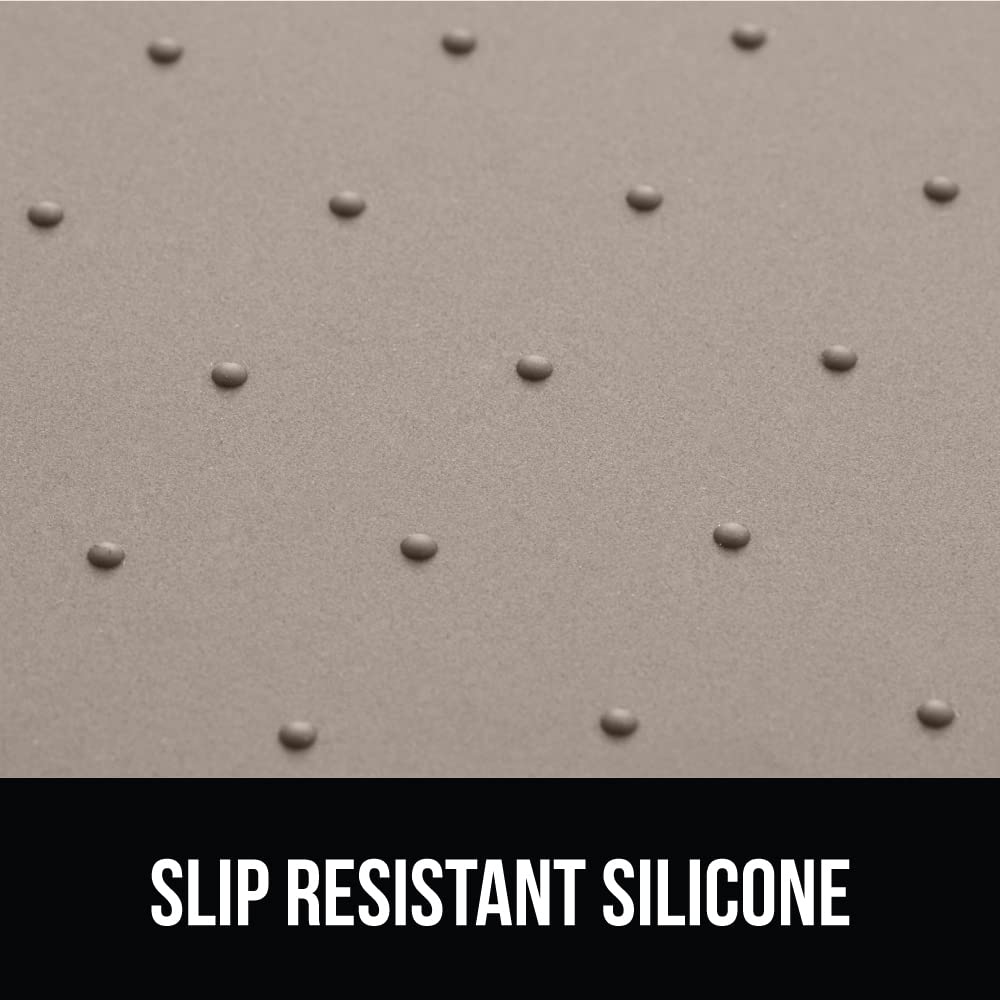 GORILLA GRIP 100% Waterproof Silicone Pet Feeding Mat – 28x18 Beige, BPA Free, Raised Edge