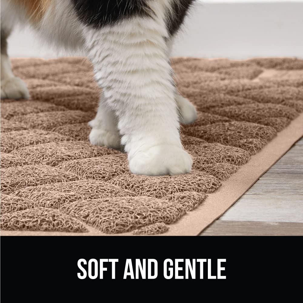 GORILLA GRIP Cat Litter Box Mat 47x35 – Water-Resistant Litter Trapper for Indoor Cats | Beige