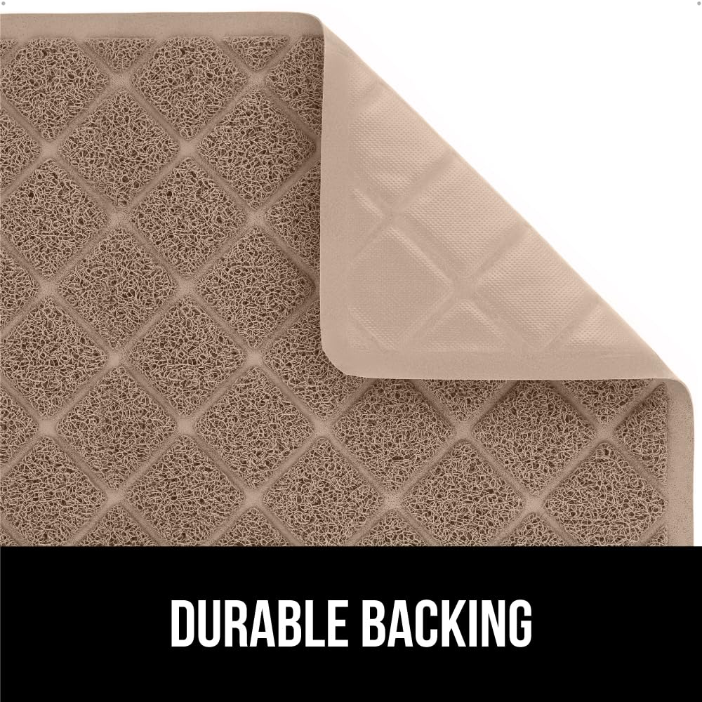 GORILLA GRIP Cat Litter Box Mat 47x35 – Water-Resistant Litter Trapper for Indoor Cats | Beige