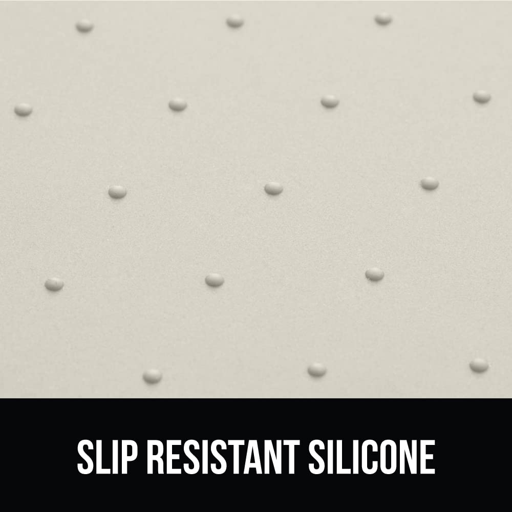 GORILLA GRIP 28x18 Cream Waterproof Silicone Pet Feeding Mat – Raised Edge, BPA Free