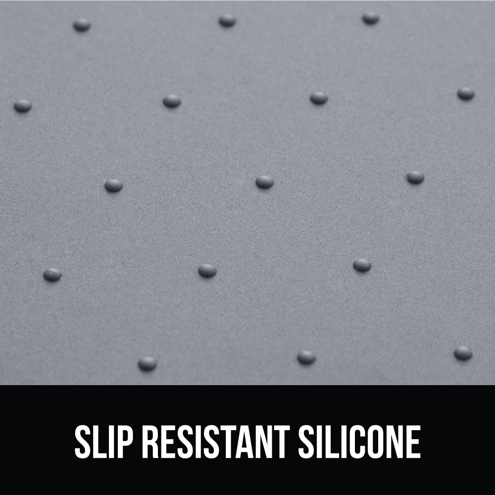 GORILLA GRIP 100% Waterproof Silicone Pet Feeding Mat 32x24 Gray — Spill-Proof, BPA Free, Non-Slip