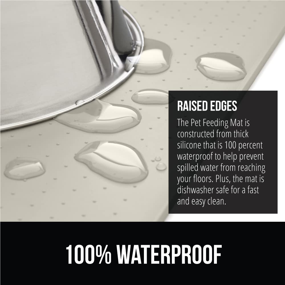 GORILLA GRIP 28x18 Cream Waterproof Silicone Pet Feeding Mat – Raised Edge, BPA Free