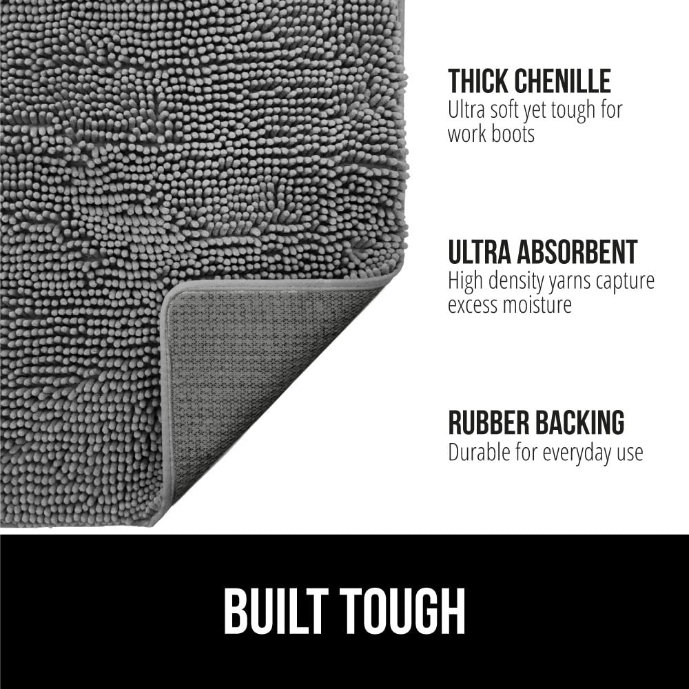 GORILLA GRIP SOAKSTOPPER Dog Door Mat 48x30 – Absorbent Chenille Entry Rug, Machine Washable