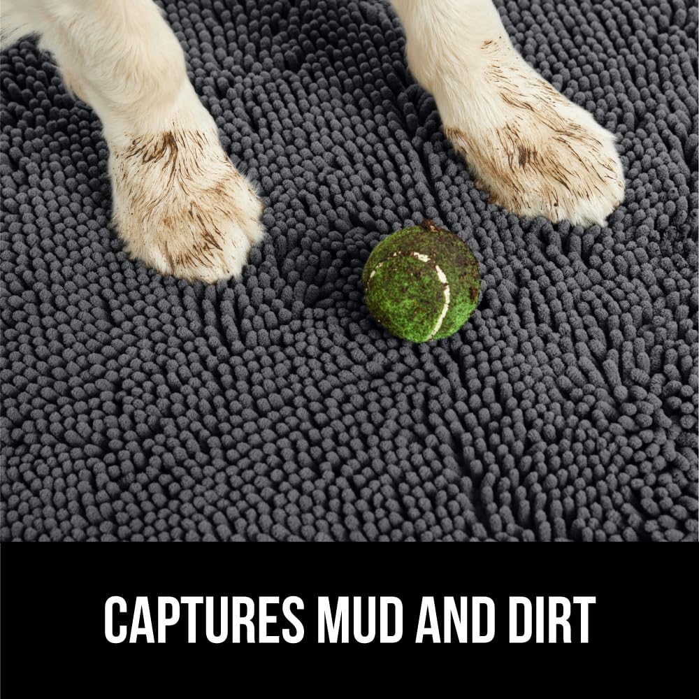 GORILLA GRIP SOAKSTOPPER Dog Door Mat 60x36 – Absorbent, Quick-Dry Chenille Entry Rug