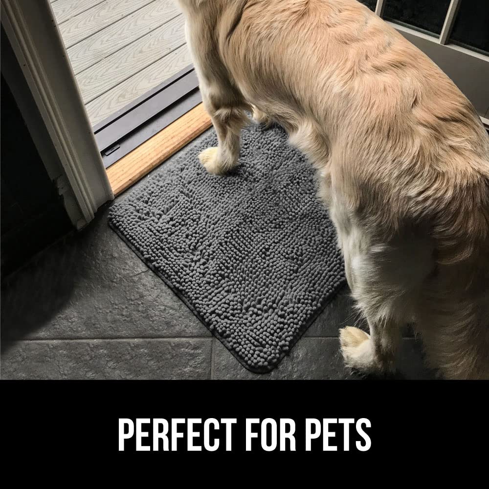 GORILLA GRIP SOAKSTOPPER Dog Door Mat 48x30 – Absorbent Chenille Entry Rug, Machine Washable