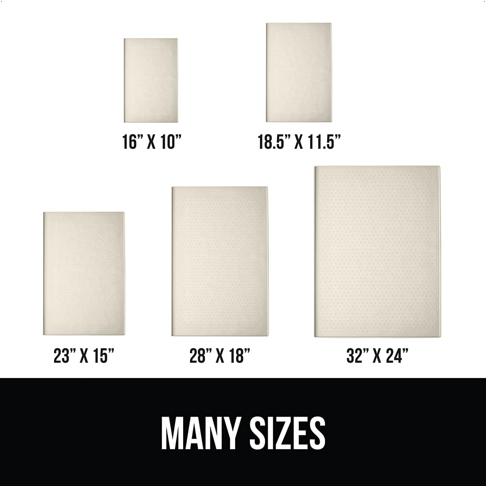 GORILLA GRIP 28x18 Cream Waterproof Silicone Pet Feeding Mat – Raised Edge, BPA Free