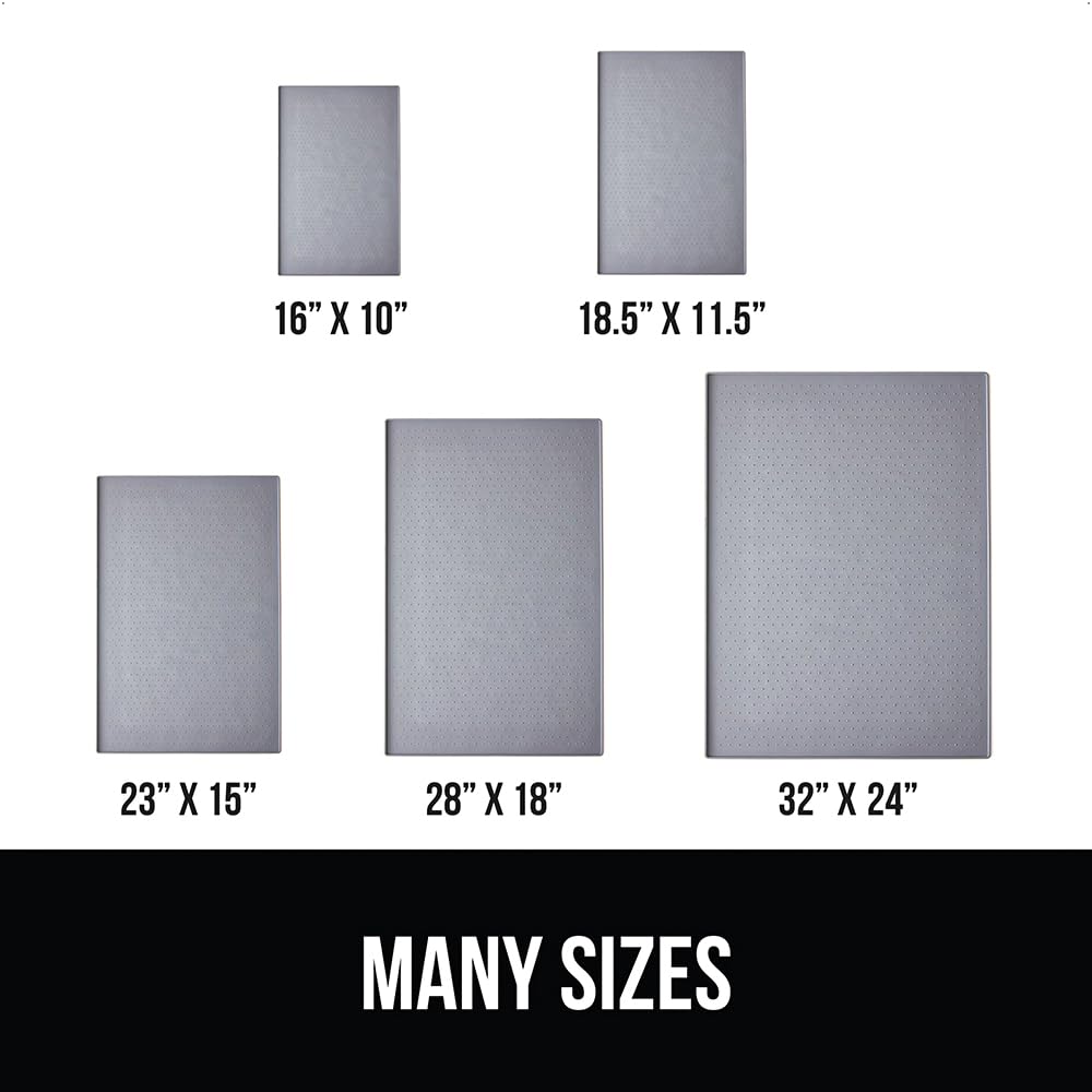 GORILLA GRIP 100% Waterproof Silicone Pet Feeding Mat 32x24 Gray — Spill-Proof, BPA Free, Non-Slip