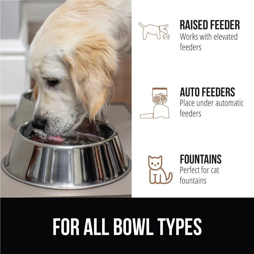 GORILLA GRIP 100% Waterproof Silicone Pet Feeding Mat – 28x18 Beige, BPA Free, Raised Edge