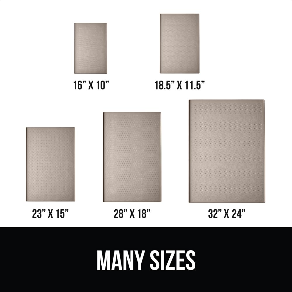 GORILLA GRIP 100% Waterproof Silicone Pet Feeding Mat – 28x18 Beige, BPA Free, Raised Edge