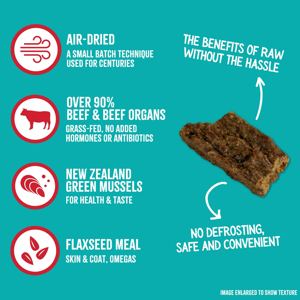Grandma Mae's RawTernative Air Dried Dog Food – 93% Beef & Organs, NZ Mussels, 3 lb