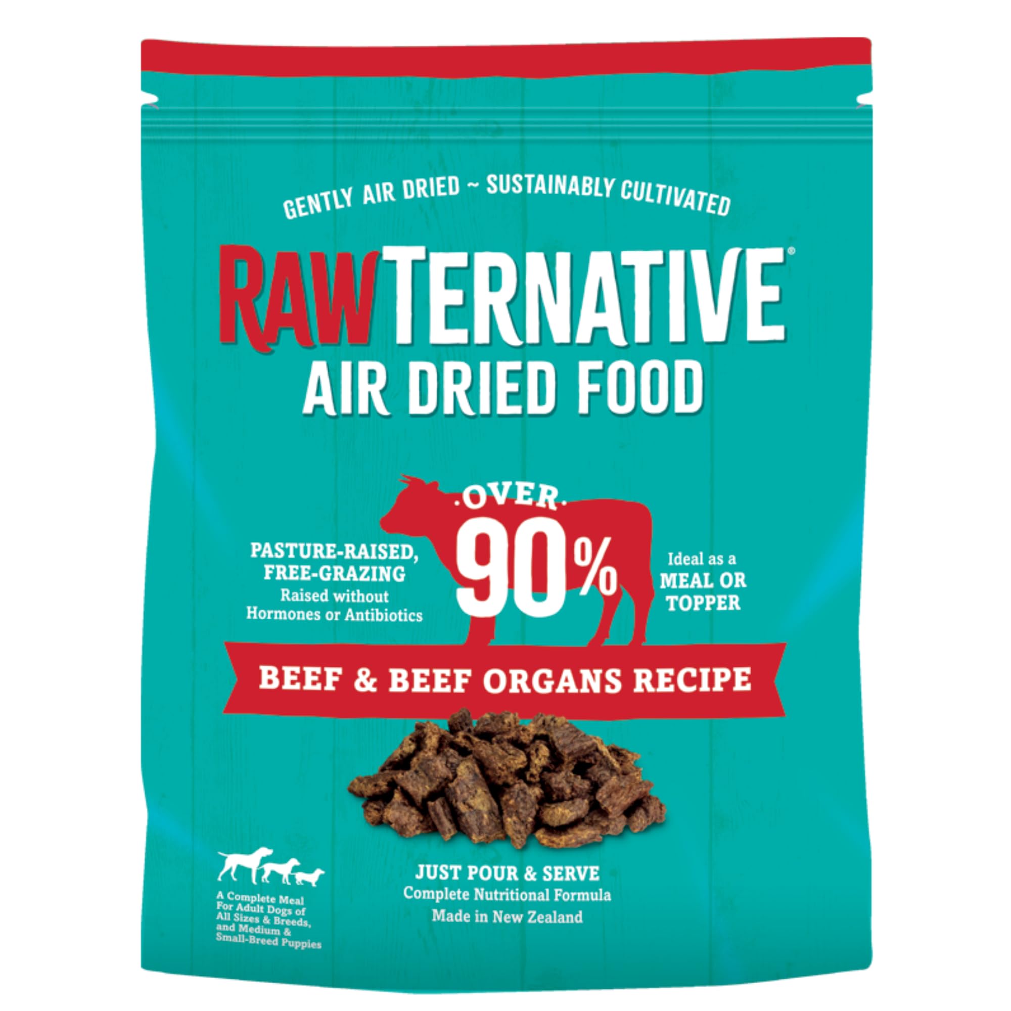 Grandma Mae's RawTernative Air Dried Dog Food – 93% Beef & Organs, NZ Mussels, 3 lb