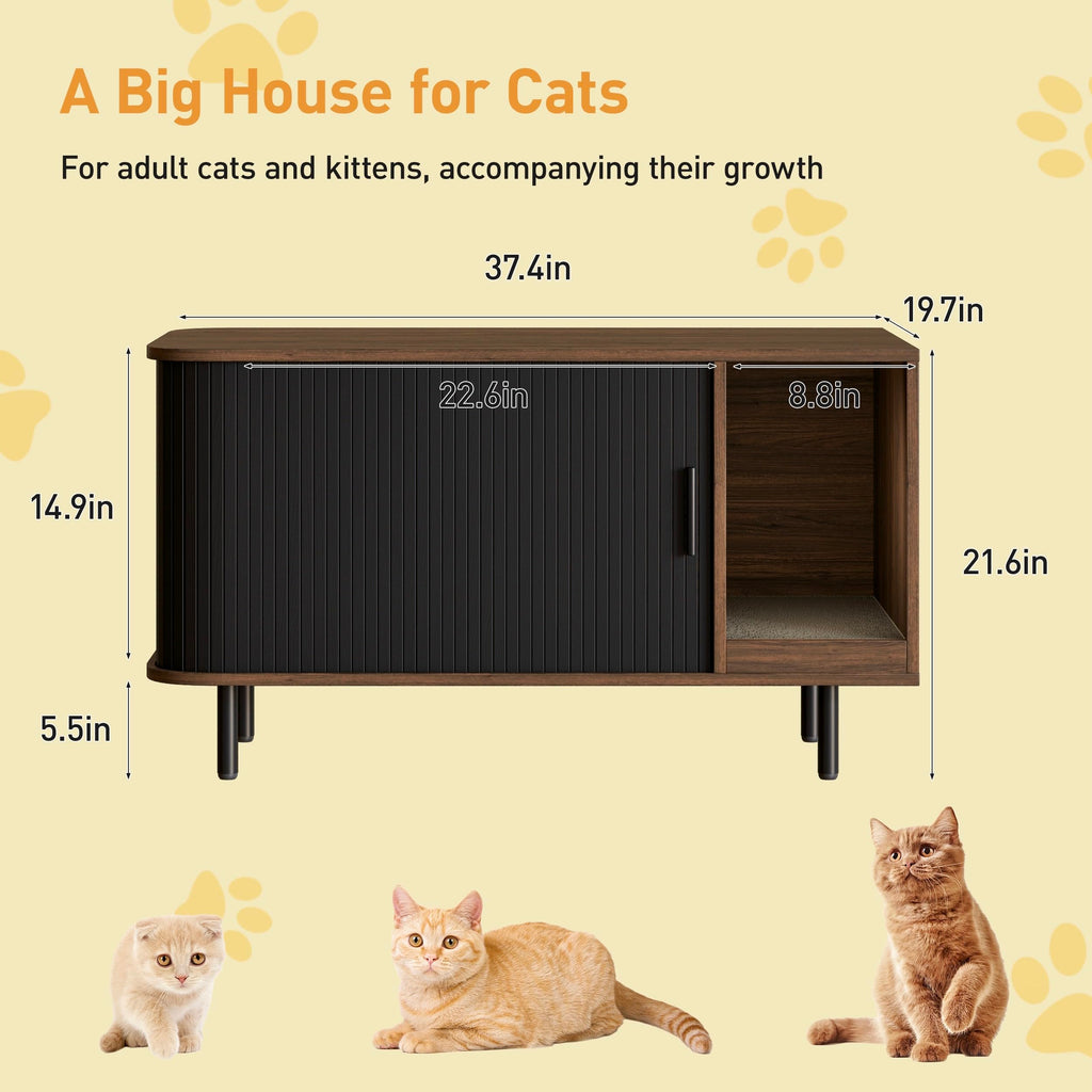 Halitaa Cat Litter Box Enclosure with Sliding Door – Hidden Litter Box Furniture