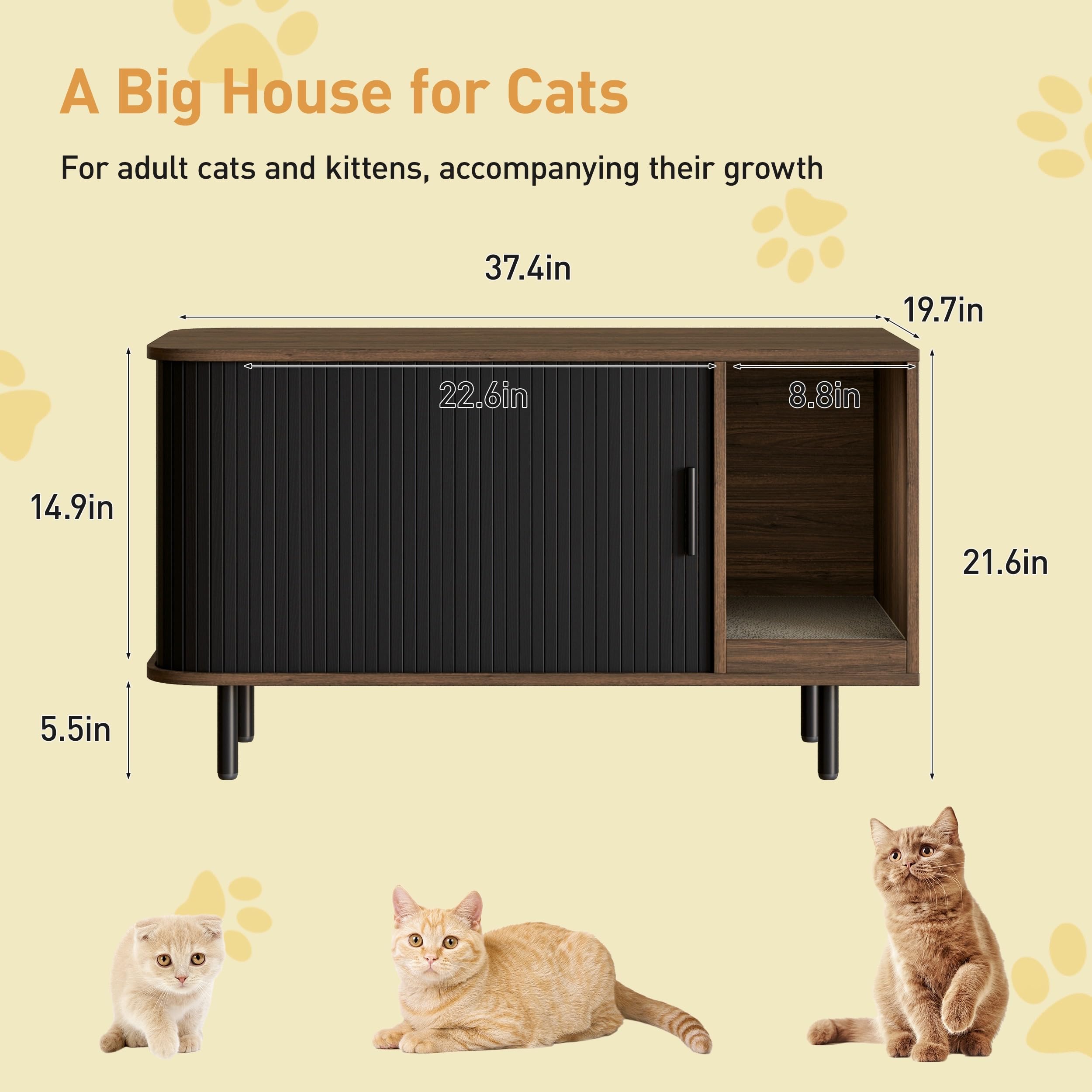 Halitaa Cat Litter Box Enclosure with Sliding Door – Hidden Litter Box Furniture