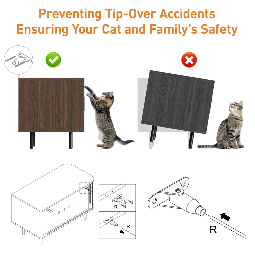 Halitaa Cat Litter Box Enclosure with Sliding Door – Hidden Litter Box Furniture