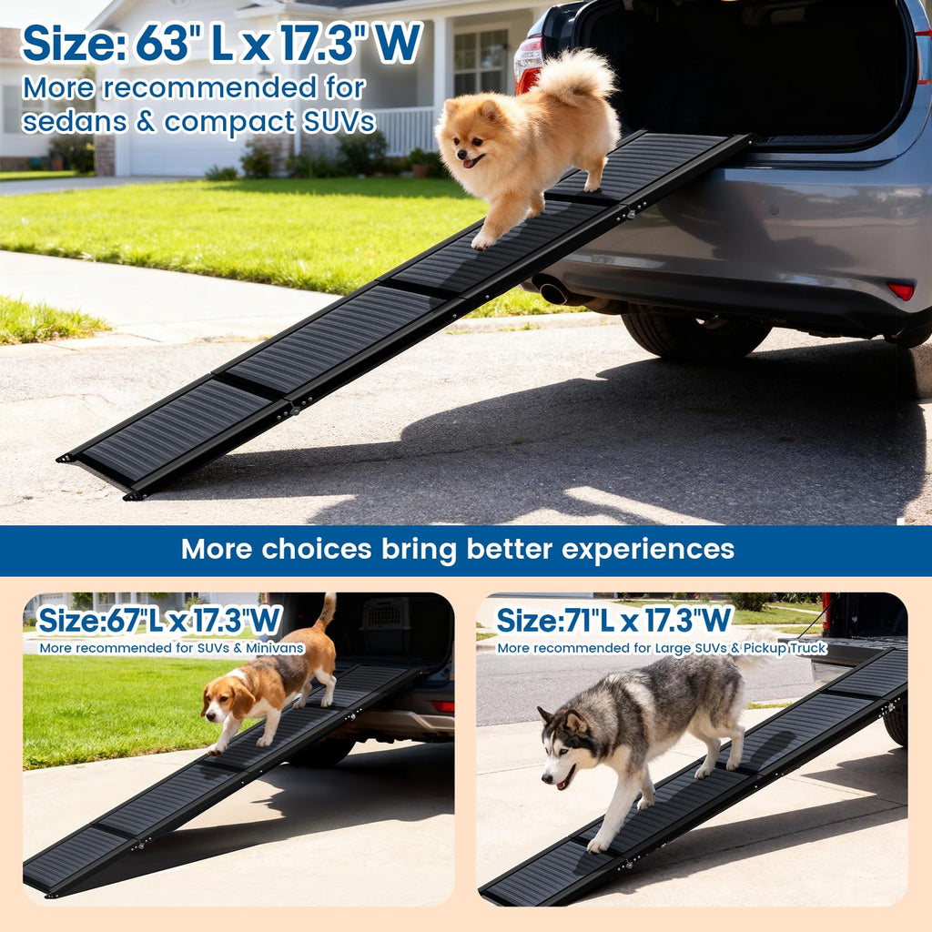 HBTower 63in Folding Dog Ramp – 17.3in Wide, Non-Slip, 250 lb Capacity