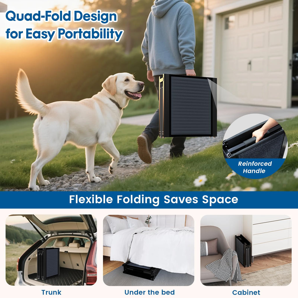 HBTower 63in Folding Dog Ramp – 17.3in Wide, Non-Slip, 250 lb Capacity
