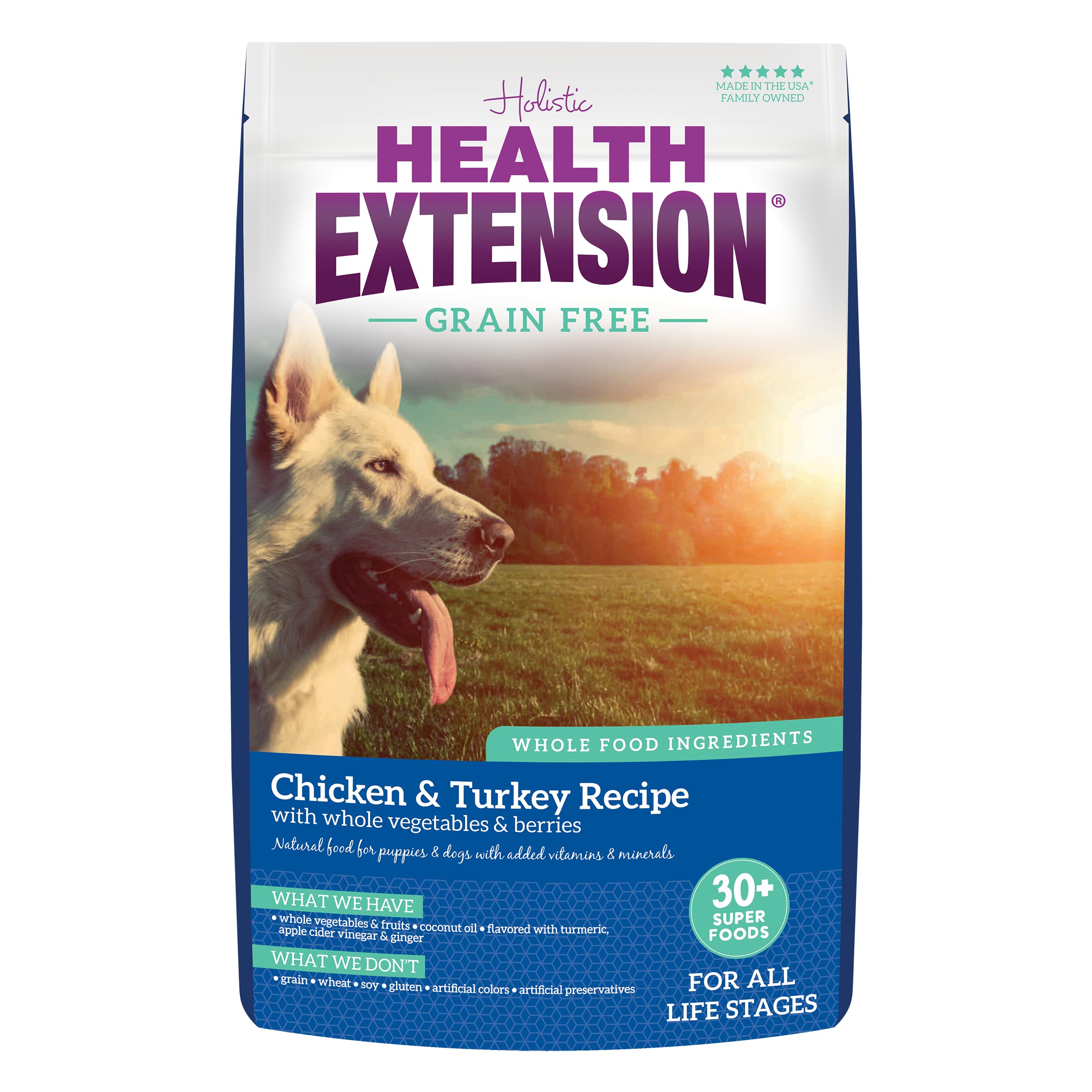 Health Extension Grain Free Chicken & Turkey Dry Dog Food - 30+ Superfoods & Probiotics for All Life Stages (23.5 lb)