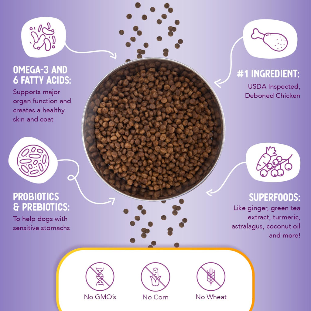 Health Extension Little Bites Dry Dog Food for Toy & Small Breeds – Chicken & Brown Rice, Probiotics & Superfoods, 30 lb