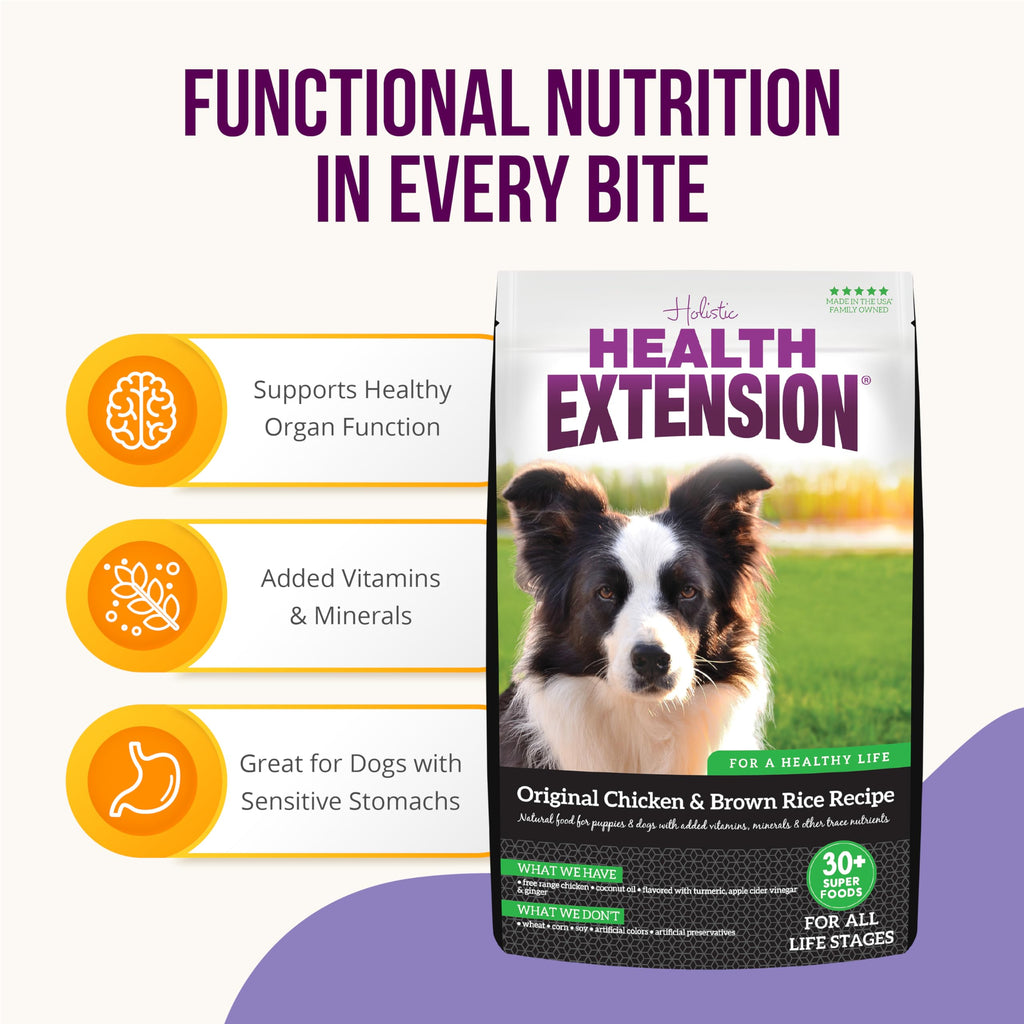 Health Extension Original Chicken & Brown Rice — Protein-Packed Formula with Probiotics & Superfoods (30 lb)