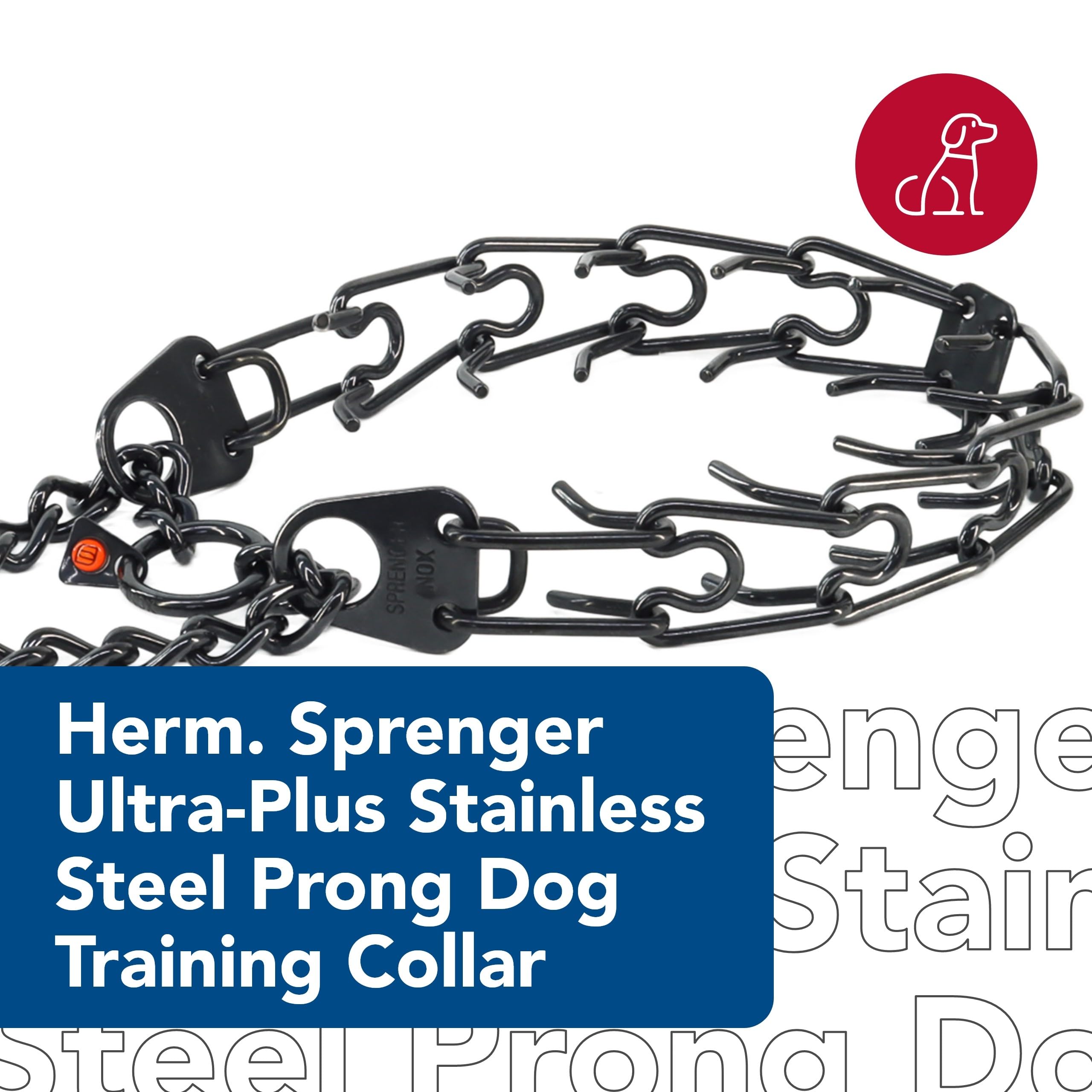 Herm Sprenger Stainless Steel Ultra-Plus Prong Dog Training Collar – Black, 3.25 mm x 18 in Neck, 22 in Chain